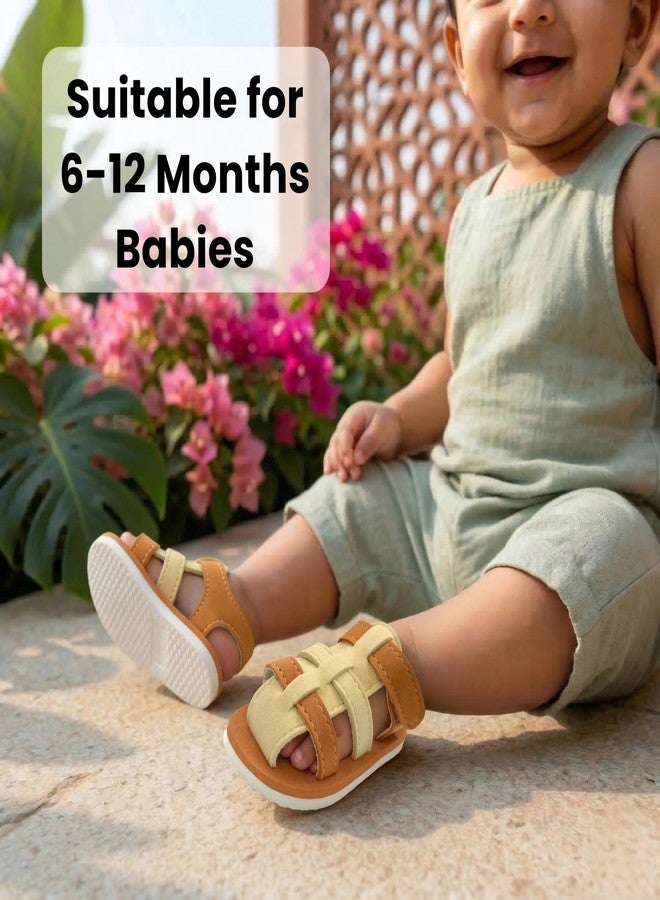 PureSole Lightweight Baby Sandals for Summer | Secure Multi-Strap Support Design | Anti-Slip Sole with Velcro Closure | Breathable Footwear for Baby Girls & Baby Boys 6-12 Months | Ideal for Casual Wear, Daily Use, Summer Outings & More (Brown) - Image 5