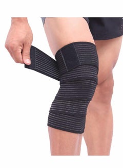 Knee Wraps, 2 Pack Compression, Adjustable Braces Strap with Hook and Loop Closure, Support, Men Women Squatting Weightlifting Running Working out Black