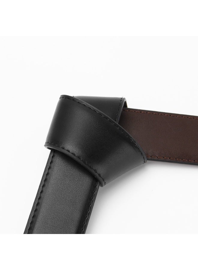 أوليس فيرس  حزام رجالي كلاسيكي للعمل والاسترخاء من جلد طبيعي ثنائي الطبقات بإبزيم تصميم كلاسيكي 115 سم أسود - Image 4