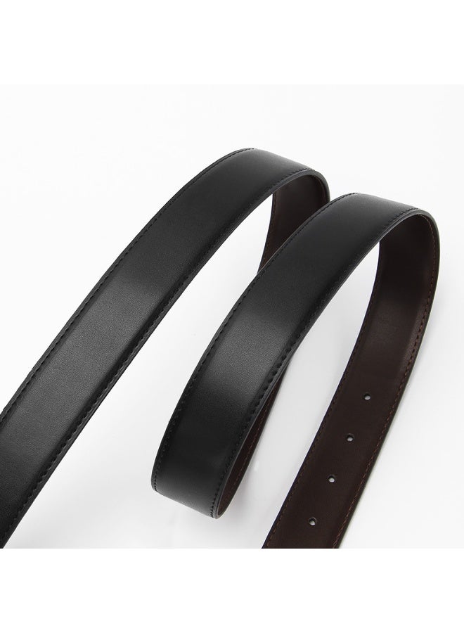 أوليس فيرس  حزام رجالي كلاسيكي للعمل والاسترخاء من جلد طبيعي ثنائي الطبقات بإبزيم تصميم كلاسيكي 115 سم أسود - Image 5