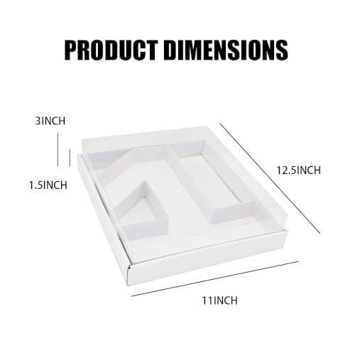 WENPACK 12.5" Cardboard Number Shaped Mache Box Strawberries Fillable Sweets Gift Box with Clear Lid (White, 1) - Image 5