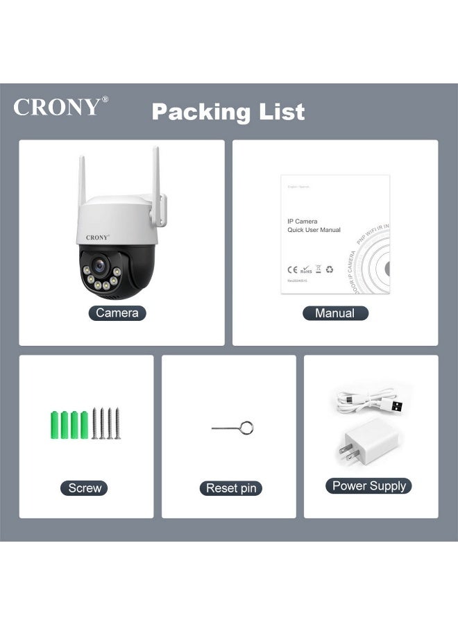 CRONY SH072 8MP PTZ Wireless Outdoor Security Camera – Dual-Band WiFi (2.4/5GHz), IP66 Waterproof, Full-Colour Night Vision, Human Detection & Two-Way Audio - Image 4