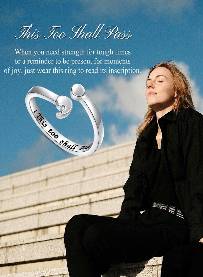 Ladytree This Too Shall Pass Ring Sterling Silver Semicolon Adjustable Ring Inspirational Encouragement Jewelry Size 9 - Image 3