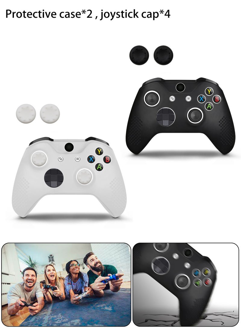 2 pcs Soft Silicone Cover for Xbox One/One S Controller, Non-slip Skin Cover, Interference-free Full Cover for Xbox One Slim Wireless Controller with 4 Thumb Grip Covers. - Image 1
