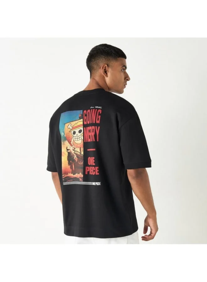SP Characters One Piece Graphic Print Crew Neck T-shirt with Short Sleeves