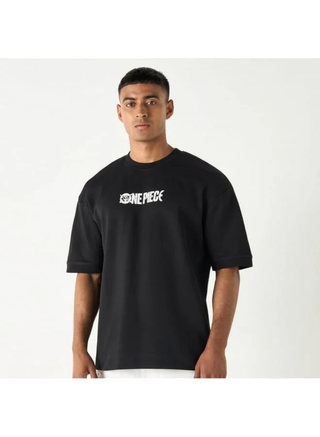 SP Characters One Piece Graphic Print Crew Neck T-shirt with Short Sleeves