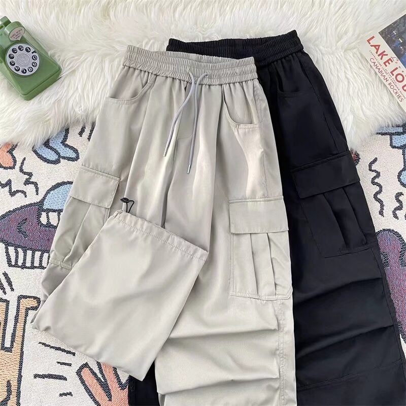 Functional Outdoor Trendy Drawstring Quick-Drying Charge Pants Men'S And Women'S Loose Retro Wide-Leg Workwear Large Pocket Casual Pants - Image 2