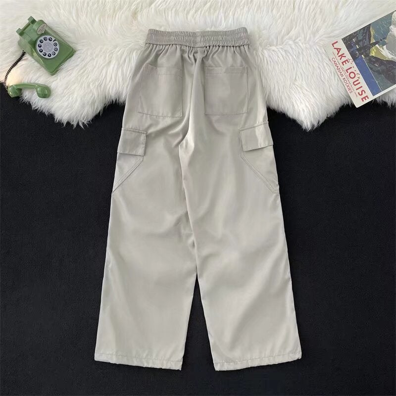 Functional Outdoor Trendy Drawstring Quick-Drying Charge Pants Men'S And Women'S Loose Retro Wide-Leg Workwear Large Pocket Casual Pants - Image 5