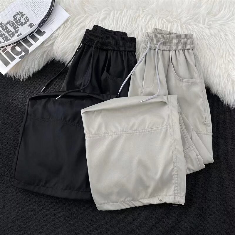 Functional Outdoor Trendy Drawstring Quick-Drying Charge Pants Men'S And Women'S Loose Retro Wide-Leg Workwear Large Pocket Casual Pants - Image 3