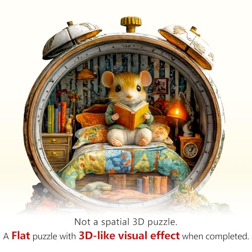WOODBESTS Wooden Puzzles for Adults190 Pieces114 11in Alarm Clock Mouse Wood Puzzles AdultUnique Shape Wooden Jigsaw Puzzles with Wooden Storage BoxPersonalized Gifts for Puzzle Lovers - Image 5