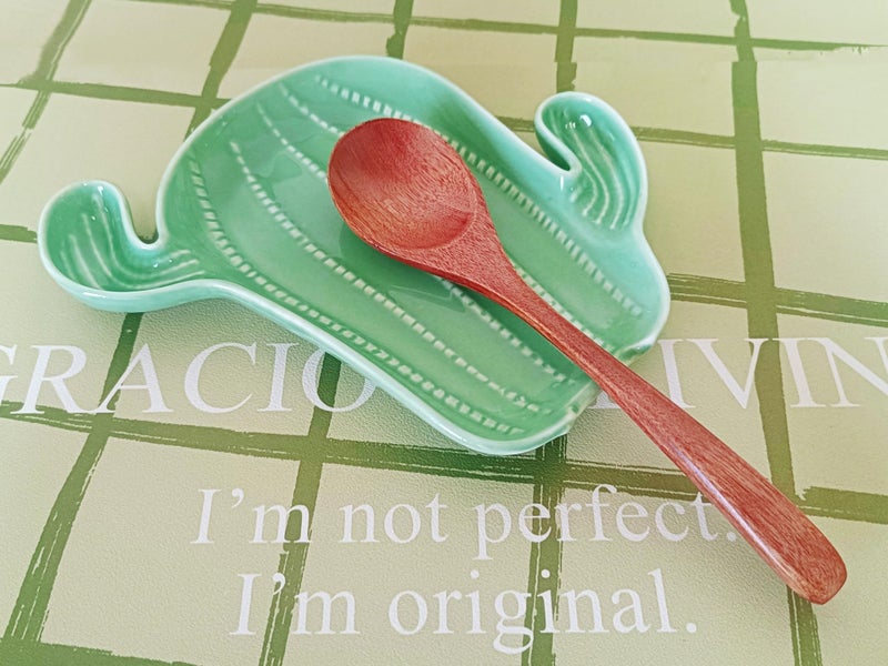 TOPYOKK Ceramic Spoon Rest for Stove Top & Kitchen Counter Spoon Holder for Stove & Cooking Spoon Holder for Ladle Cute Coffee Spoon Rest Utensil Rest Spatula Rest, Green Cactus Kitchen Decor & Accessories - Image 4