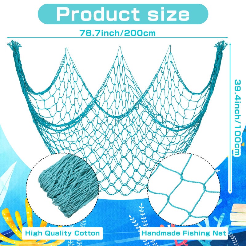 Wowangce 12 Pack Decorative Fish Netting for Party 80 x 40 Inch Natural Cotton Fish Net Decorations for Pirate Ocean Under The Sea Hawaiian Mermaid Party Picture Wall Hanging Decoration(Novel Color) - Image 2