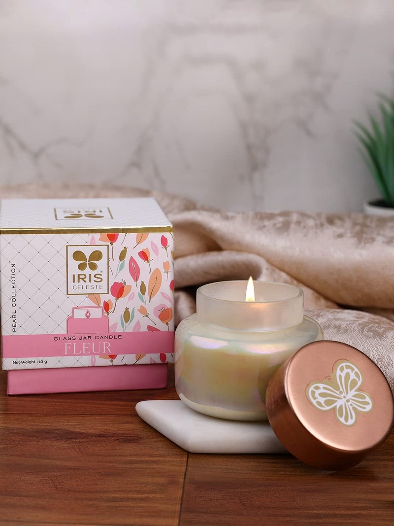 Iris Celeste Apothcary Jar Candle Fragrance Fleur, Variant Kenzo, 113g 4oz Pearl Collection - Image 2