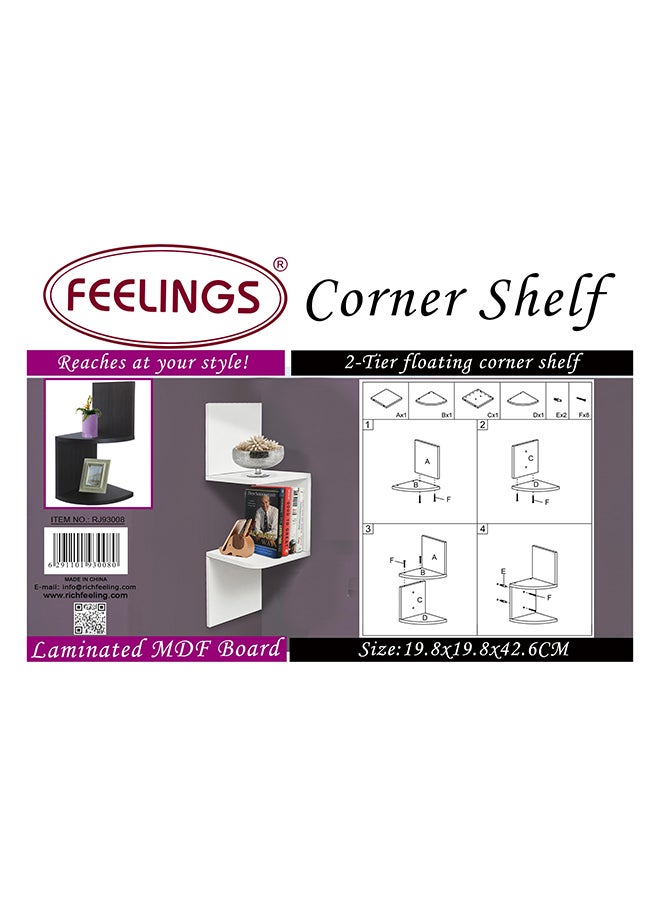 Feelings FLOATING WALL SHELF 2 TIER CORNER BLACK SIZE: 19.8X19.8X42.6CM  - Image 3
