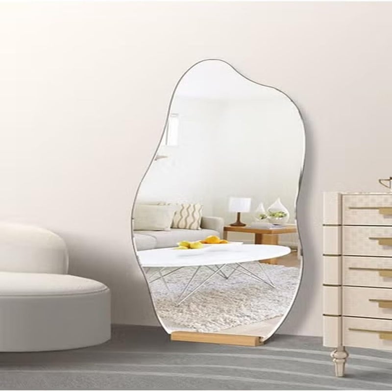 Raffine Modern Scandinavian Design Full Length Mirror Standing Hanging or Leaning Against Wall Large Bedroom Mirror Floor Mirror Dressing Mirror Wall-Mounted Mirror Wood Frame Round Corner 48 x 158 Ce - Image 2