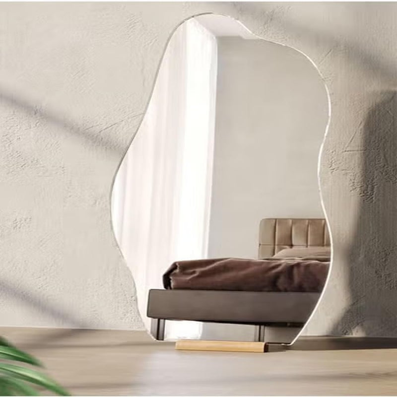 Raffine Modern Scandinavian Design Full Length Mirror Standing Hanging or Leaning Against Wall Large Bedroom Mirror Floor Mirror Dressing Mirror Wall-Mounted Mirror Wood Frame Round Corner 48 x 158 Ce - Image 3