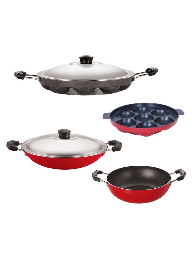 Nirlon Heat Resistance Non-Stick Cookware Combo Set Offer with Bakelite Handle for Superior Grip, KD10_AP(7)_AP(12)_AC