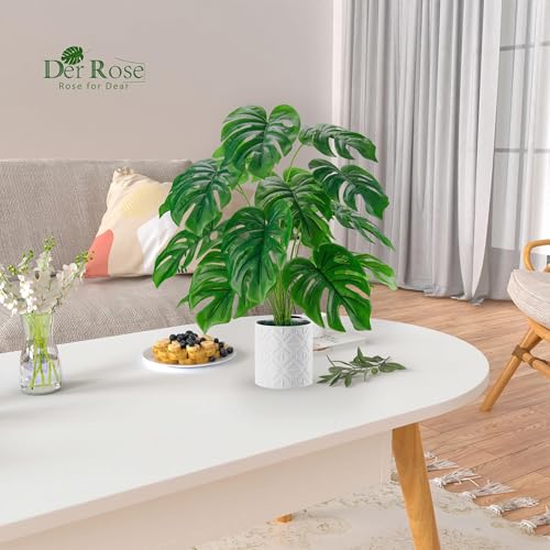 Der Rose نباتات صناعية كبيرة من دير روز 28 بوصة مونستيرا مزيفة في أصيص للنباتات الداخلية طويلة للديكور في المنزل والمزرعة وغرفة النوم وغرفة المعيشة - Image 5