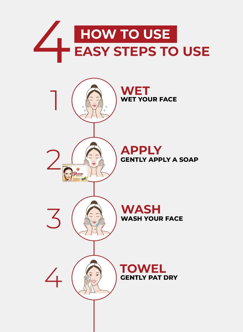 يسما مجموعة من 3 صابونات لجمال البشرة وشبابها - تعمل على تعزيز شفاء البشرة وتجديدها وحمايتها من الأشعة فوق البنفسجية، صابون لجميع أنواع البشرة 100 جرام - Image 2