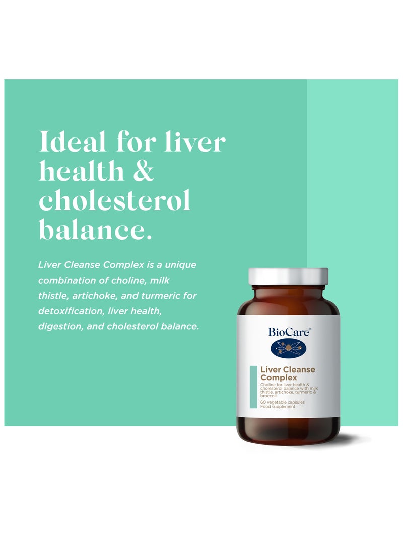 Biocare - Liver Cleanse Complex Choline For Liver Health with Milk Thistle, Artichoke, Turmeric & Broccoli, 60 Vegetable Capsules Food Supplement - Image 1