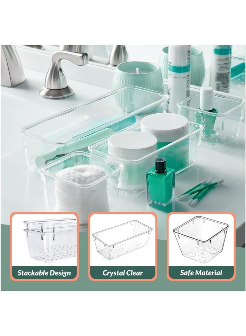 MarlaMall 28pcs Drawer Organisers Set, 4 Sizes Clear Plastic Drawer Organizer & Vanity Organiser for Makeup & Jewelry Storage, Kitchen Utensils & Gadgets, Desk Supplies, Bathroom & Bedroom Organisation - Image 3