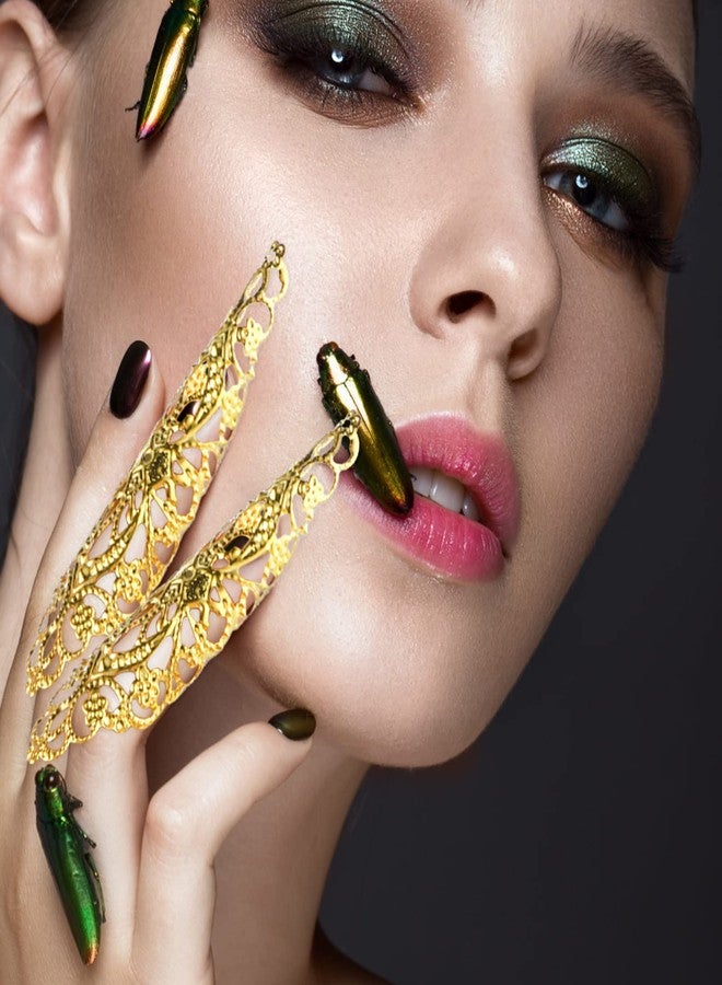 Yolev 20 حزمة خواتم مخالب أظافر الأصابع زي الملكة القديمة خواتم مخالب الأظافر المعدنية لمخالب الأصابع لعيد الهالوين أظافر مصاصي الدماء زي النساء عرض الدراما والرقص - Image 4