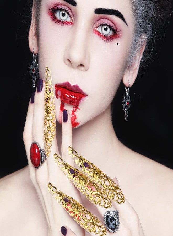 Yolev 20 حزمة خواتم مخالب أظافر الأصابع زي الملكة القديمة خواتم مخالب الأظافر المعدنية لمخالب الأصابع لعيد الهالوين أظافر مصاصي الدماء زي النساء عرض الدراما والرقص - Image 5