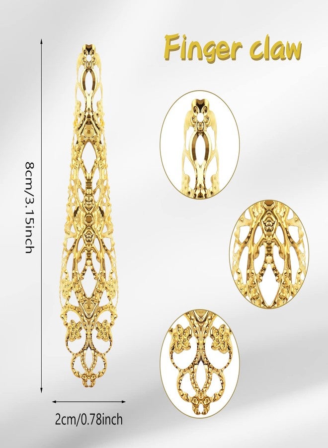 Yolev 20 حزمة خواتم مخالب أظافر الأصابع زي الملكة القديمة خواتم مخالب الأظافر المعدنية لمخالب الأصابع لعيد الهالوين أظافر مصاصي الدماء زي النساء عرض الدراما والرقص - Image 2