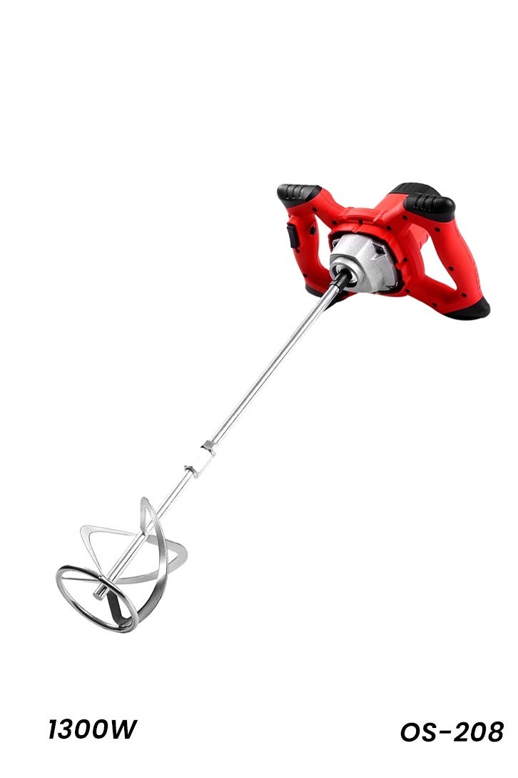 Keen Keen OS-208 1300W Electric Paint Mixer with Dual Paddle, 6-Speed Control, Full Copper Motor, 800RPM No-Load Speed, M14 Quick-Thread Interface, Aluminum Gearbox, Ergonomic Handles, 220–240V 50/60Hz, for Paint, Mortar, Plaster, Cement, Fodder Mixing - Image 1
