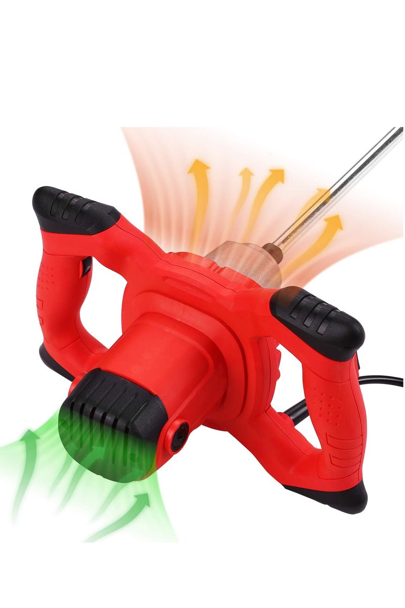 Keen Keen OS-208 1300W Electric Paint Mixer with Dual Paddle, 6-Speed Control, Full Copper Motor, 800RPM No-Load Speed, M14 Quick-Thread Interface, Aluminum Gearbox, Ergonomic Handles, 220–240V 50/60Hz, for Paint, Mortar, Plaster, Cement, Fodder Mixing - Image 4