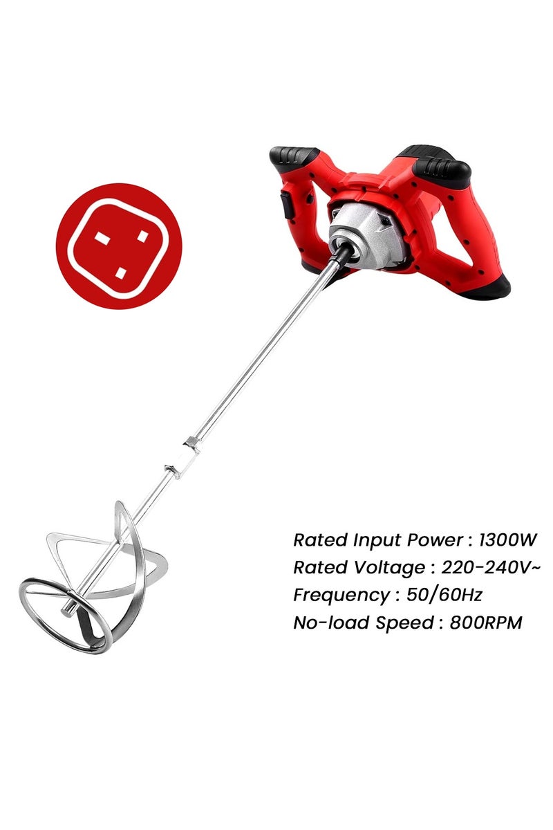 Keen Keen OS-208 1300W Electric Paint Mixer with Dual Paddle, 6-Speed Control, Full Copper Motor, 800RPM No-Load Speed, M14 Quick-Thread Interface, Aluminum Gearbox, Ergonomic Handles, 220–240V 50/60Hz, for Paint, Mortar, Plaster, Cement, Fodder Mixing - Image 2