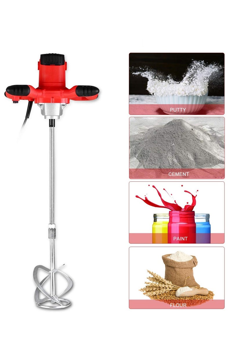 Keen Keen OS-208 1300W Electric Paint Mixer with Dual Paddle, 6-Speed Control, Full Copper Motor, 800RPM No-Load Speed, M14 Quick-Thread Interface, Aluminum Gearbox, Ergonomic Handles, 220–240V 50/60Hz, for Paint, Mortar, Plaster, Cement, Fodder Mixing - Image 3
