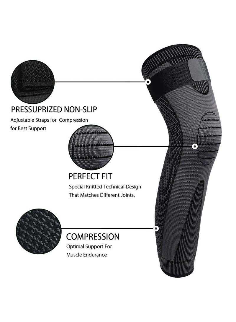 غلاف ضغط الساق الكامل ساق 2 حزمة الركبة الطويلة للرجال واقي دعم الركبة للركض للركض ، رفع الأثقال ، التمرين وغيرها من الرياضة- 3sizes - Image 2