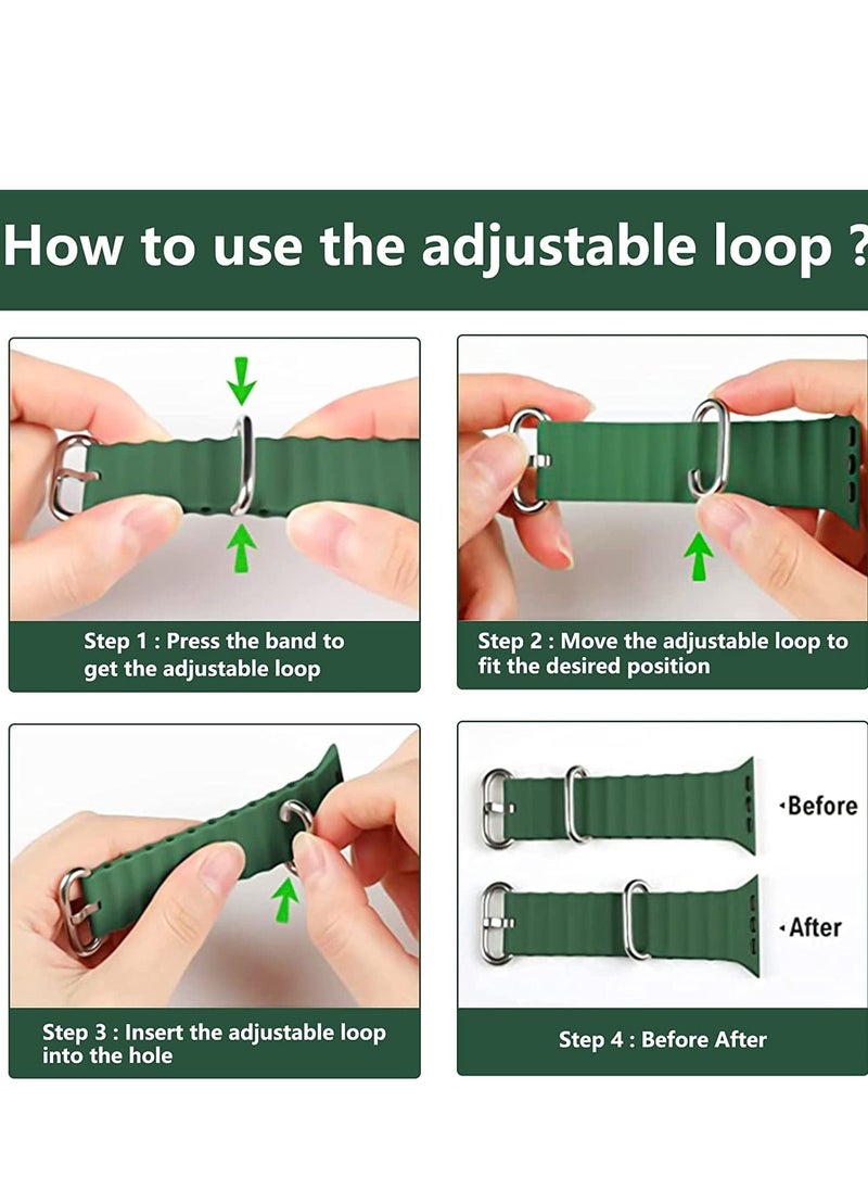 Generic - for Apple Watch Band Strap 42mm 44mm 45mm 49mm Ocean Soft Silicone Wristband Sport Replacement Bands with Adjustable Stainless Steel Buckle for iWatch Ultra Series 8 7 SE 6 5 4 3 2 1（Green） - Image 1