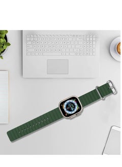Generic for Apple Watch Band Strap 42mm 44mm 45mm 49mm Ocean Soft Silicone Wristband Sport Replacement Bands with Adjustable Stainless Steel Buckle for iWatch Ultra Series 8 7 SE 6 5 4 3 2 1（Green）  - Image 5