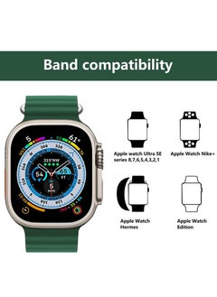 Generic for Apple Watch Band Strap 42mm 44mm 45mm 49mm Ocean Soft Silicone Wristband Sport Replacement Bands with Adjustable Stainless Steel Buckle for iWatch Ultra Series 8 7 SE 6 5 4 3 2 1（Green）  - Image 2