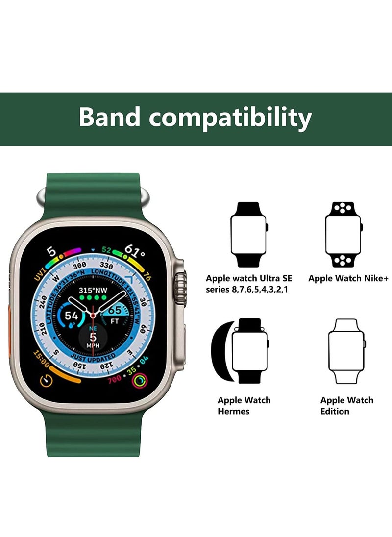 Generic - for Apple Watch Band Strap 42mm 44mm 45mm 49mm Ocean Soft Silicone Wristband Sport Replacement Bands with Adjustable Stainless Steel Buckle for iWatch Ultra Series 8 7 SE 6 5 4 3 2 1（Green） - Image 1