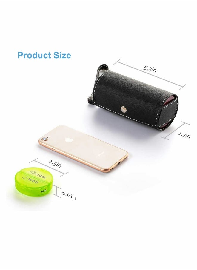 Generic - Weekly Pill Organizer 2 Times a Day, AM PM Pill Box with PU Case Portable for Travel Supplement, Small Tablet Boxes 7 Day, Round Dosette Box for Week, Daily Organizer for Vitamin Fish Oil - Image 1