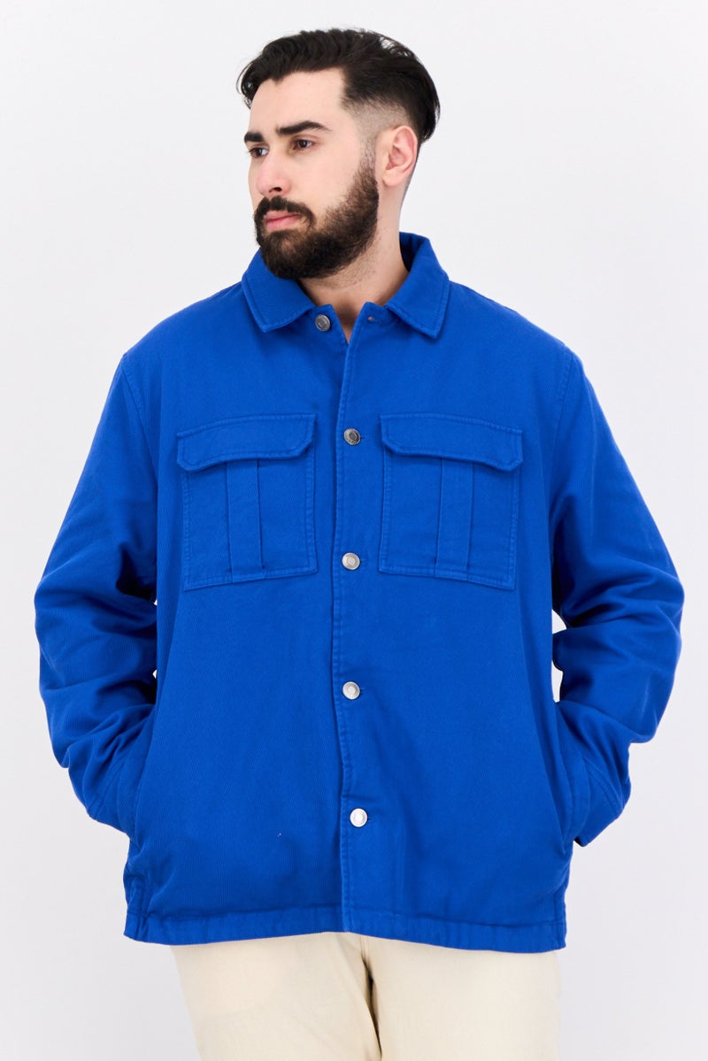 ESPRIT Men Textured Jacket Shirt, Blue - Image 1