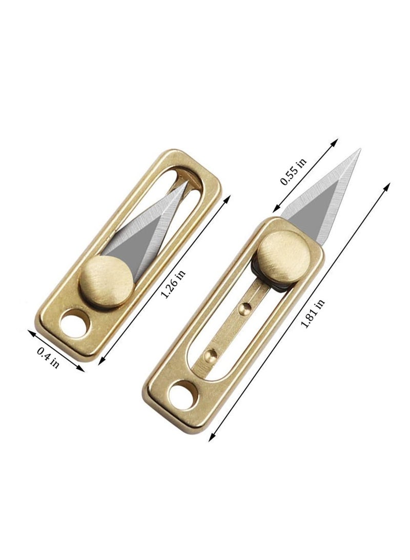 SYOSI Pocket Knife,Box Cutter Retractable,Cool Gadgets,Package Opener,Mini knife,Keychain Box Cutter,Keychain Knife Decoration Small and Sharp(Brass,2PCS) - Image 5