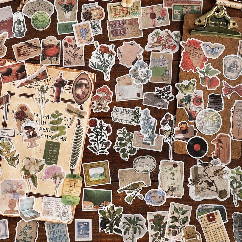 Maxleaf Vintage Washi Sticker Set, 400PCS Floral Retro Nostalgic Ephemera Stickers for Scrapbooking Journaling DIY Crafts Planner Diary Album Handmade Work Journal Envelope Gift Wrapping - Image 4