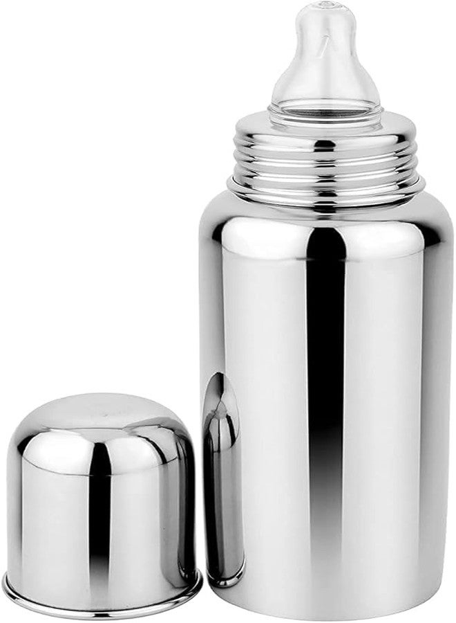 Miracle Moms for Babies, Infants, and Newborns Aged 0-2 Years, This 250ml Baby Steel Feeding Bottle Features a Wide Neck, a Soft Silicone Teat, an Advanced Anti-Colic Valve, and is BPA-Free. - Image 1
