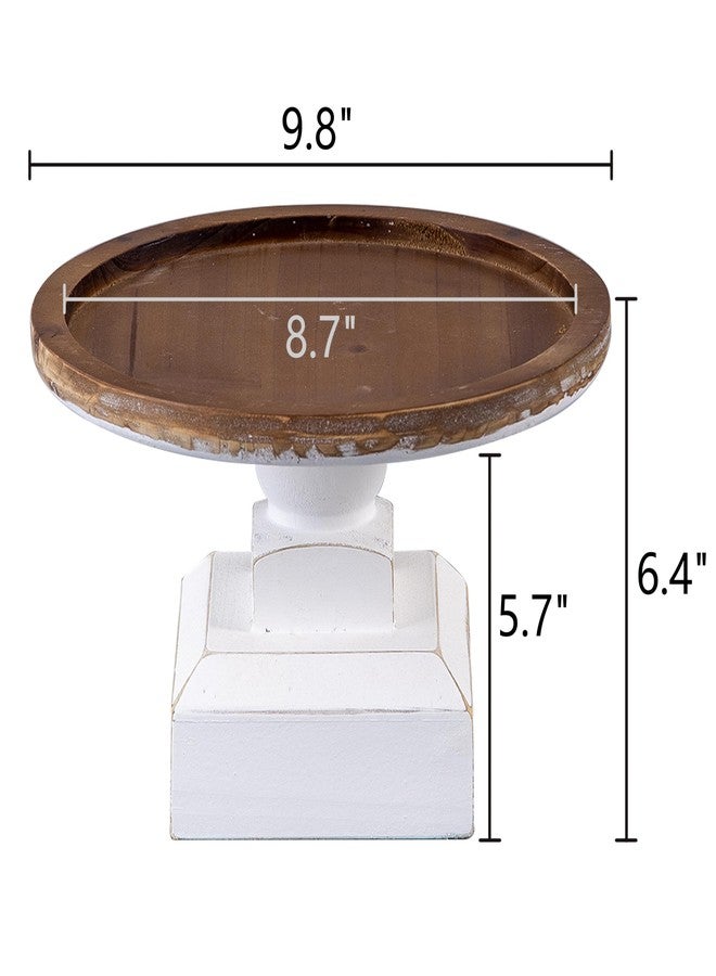 SOFE Round Wood Cake Stand Rustic - 9 Inch White Cake Pedestal Stand - Cake Plate Stand Display Riser for Dessert Table - Candle Holder Tray for Birthday, Parties, Wedding - Image 2