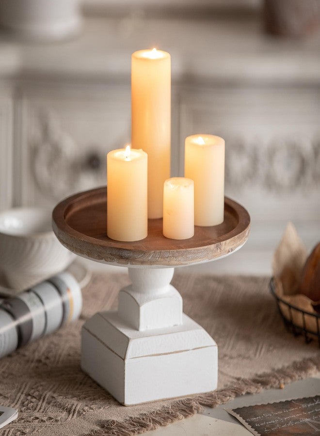 SOFE Round Wood Cake Stand Rustic - 9 Inch White Cake Pedestal Stand - Cake Plate Stand Display Riser for Dessert Table - Candle Holder Tray for Birthday, Parties, Wedding - Image 3