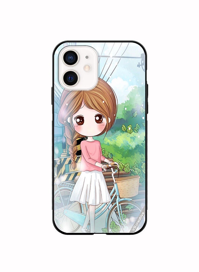 VR CREATIVE Protective Case Cover For Apple iPhone 12 mini Girl With Cycle Design Multicolour - Image 1