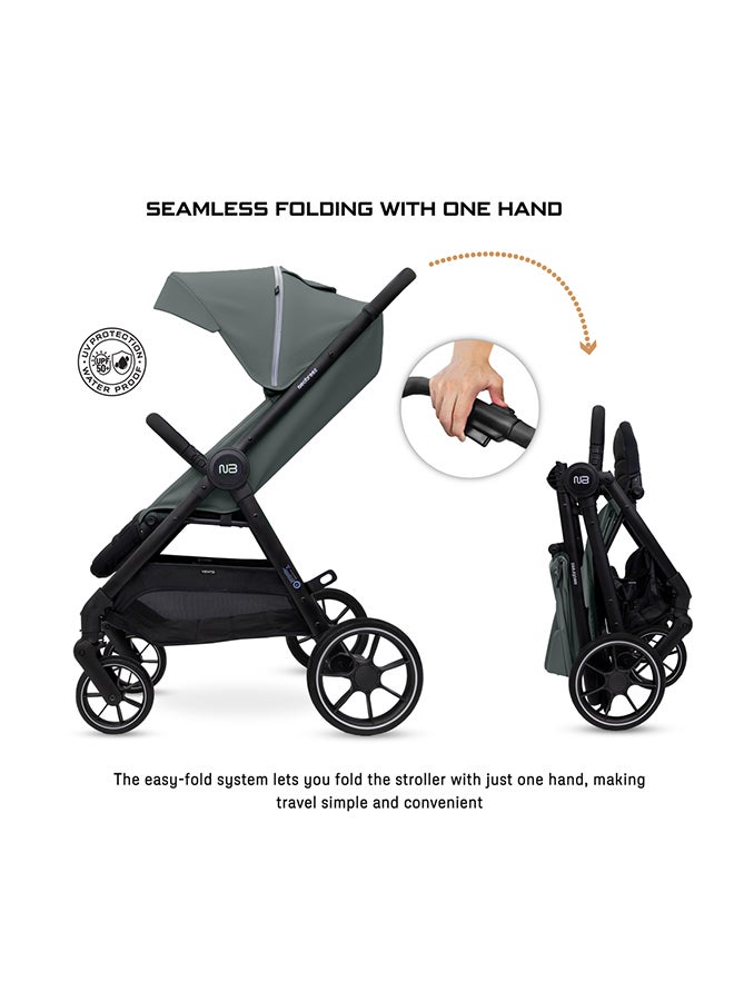 Neobreez VENTO All Terrain Stroller High Landscape Stroller One Hand Fold Travel and Adventure Buggy Stroller Outdoor Stroller, UV&Waterproof Canopy, Bag, Phone⋓ Holder&Toy Strap, LED lights,0-4yrs,22kg,3yrs Warranty - Image 5