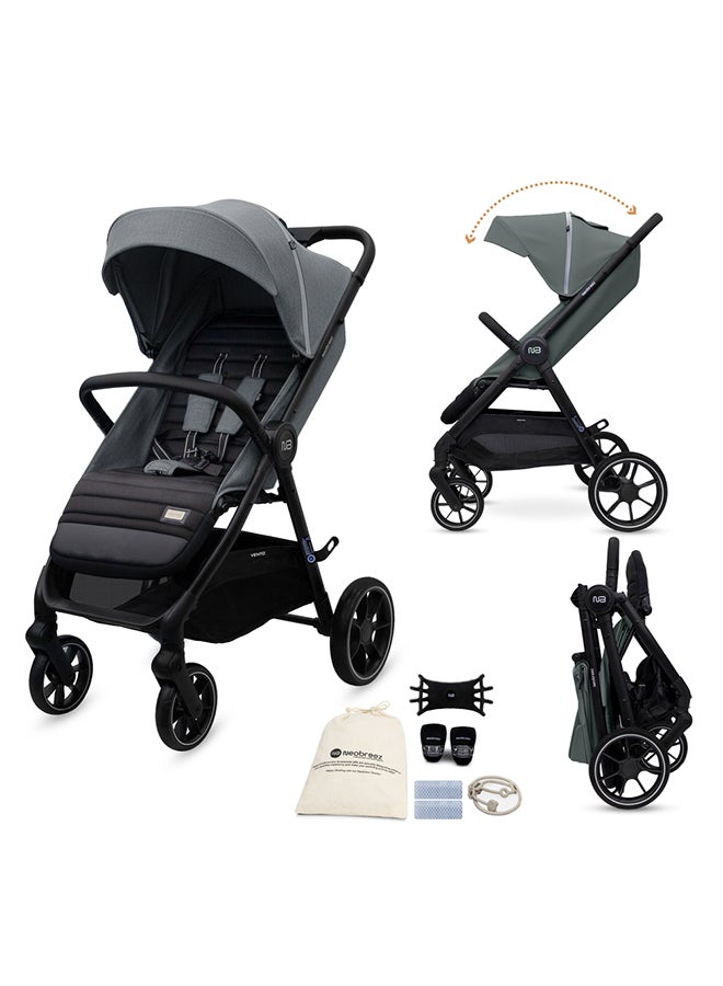 Neobreez VENTO All Terrain Stroller High Landscape Stroller One Hand Fold Travel and Adventure Buggy Stroller Outdoor Stroller, UV&Waterproof Canopy, Bag, Phone⋓ Holder&Toy Strap, LED lights,0-4yrs,22kg,3yrs Warranty - Image 1