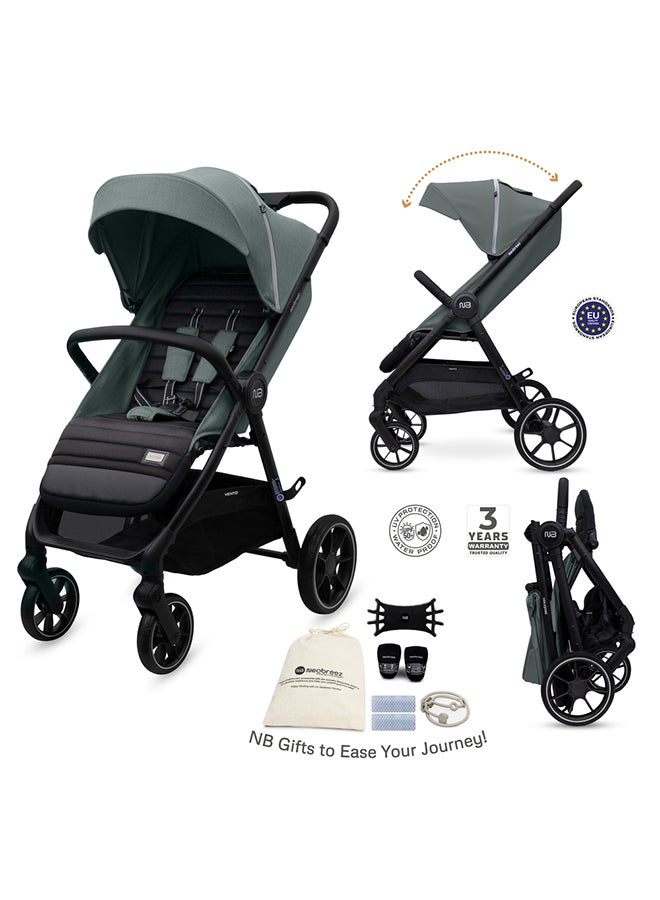 Neobreez VENTO All Terrain Stroller High Landscape Stroller One Hand Fold Travel and Adventure Buggy Stroller Outdoor Stroller, UV&Waterproof Canopy, Bag, Phone⋓ Holder&Toy Strap, LED lights,0-4yrs,22kg,3yrs Warranty - Image 2