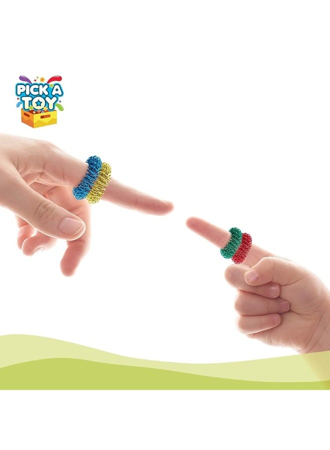 Pick A Toy Stress Relief Fidget Sensory Toys Set 10 Small Quiet Metal Antistress Fingers Rings for Men Women Adults Teens  5 Children  Ideal for People with OCD ADHD ADD  Autism Sensory Desk Games - Image 4