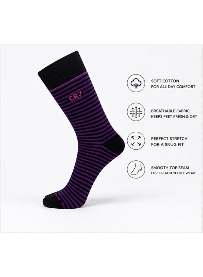 CR7 Men's Socks 5-Pack, Cotton Rich Crew Socks, EU Size 40–46, 75% Cotton, 22% Polyester, 3% Elastane, Comfortable Stretch Fit, Multicolor Designs - Image 3